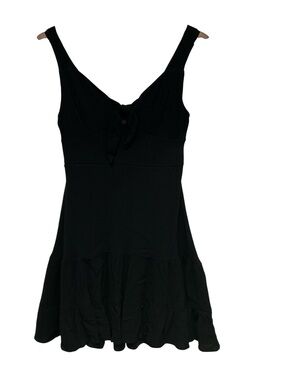 Classic Black Mini Dress with Tie Front
